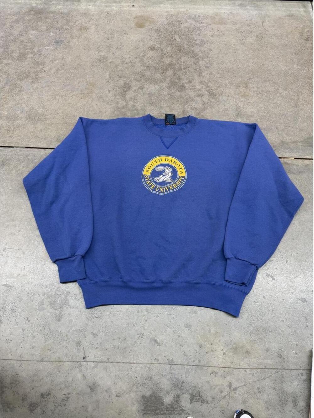 vintage south dakota state university blue made in usa collegiate crewneck xl